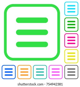 Menu vivid colored flat icons in curved borders on white background