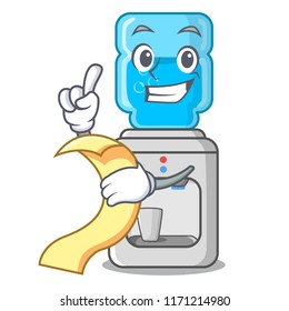 With menu water cooler with plastic bottle cartoon