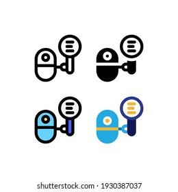 Menu Webpage mini Robot Find and Search Icon, Logo, and illustration Vector