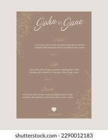 menú para una boda con un tema floral