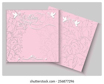 Menu wedding. (thank you card, Boarding Pass,  Wedding Invitation.) Template Vector.