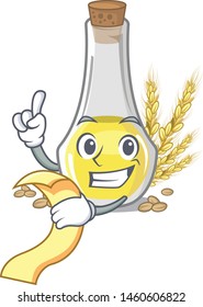 With menu wheat germ oil in a cartoon