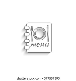 menu - white vector icon  with shadow