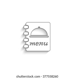 menu - white vector icon  with shadow