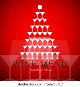 Menu or wine card with wine cups - illustration of template