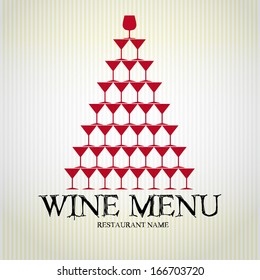 Menu or wine card with wine cups - illustration of template