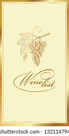 Menu wine list with grape vine