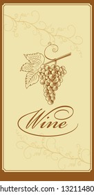 Menu wine list with grape vine