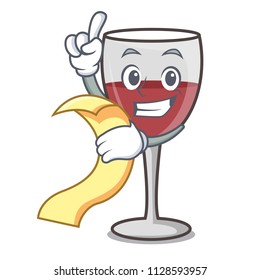 With menu wine mascot cartoon style