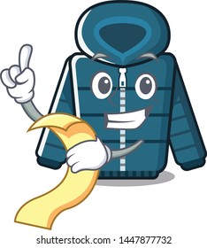 With menu winter coat isolated with the mascot