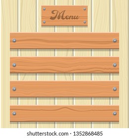 Menu wood board vector design illustration