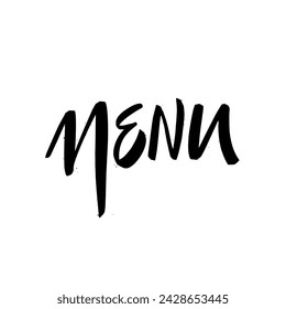 Menu word black color modern typography letter. Vector art.
