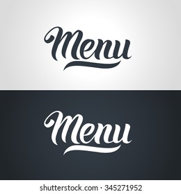 Menu word hand lettering. Handmade vector calligraphy collection