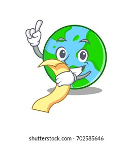 With menu world globe character cartoon