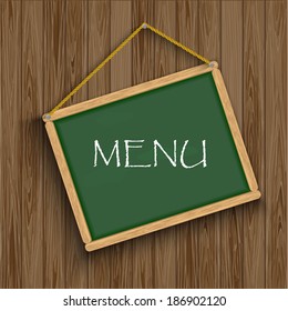 Menu written with chalk on board 