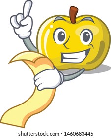 With menu yellow apple isolated with the mascot