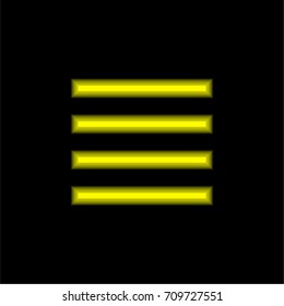 Menu yellow glowing neon ui ux icon. Glowing sign logo vector
