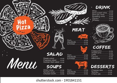 Menu,Design template, Vector hand drawn illustration.
