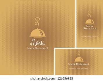 menus and business cards with a tray beige background