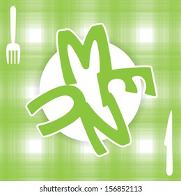 Menus and green business cards for restaurant