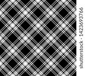 Menzies Black & White Modern Tartan. Seamless pattern for fabric, kilts, skirts, plaids. Diagonal cell