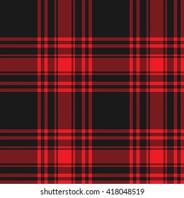 Menzies tartan black red kilt skirt fabric texture seamless pattern.Vector illustration. EPS 10. No transparency. No gradients.