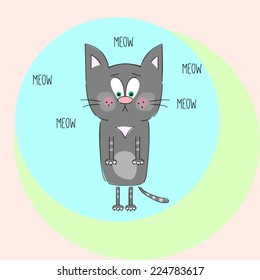 meow cat at circle background