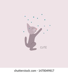 Meow Cat illustration quote lettering. Calligraphy inspiration graphic design typography element. Hand written drawn postcard. Cute simple vector sign.