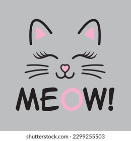 miau, cat line art, cat vektor, cat design, meow t-shirt design 