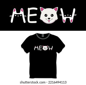 Meow, Cat Mom, Cat, and Pet Lover, Cute Cat T-shirt design
