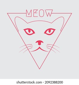 Meow Cat T Shirt Design And Vector Illustration. 