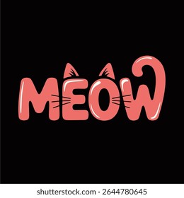 Projeto de texto do gato de miau, bonito