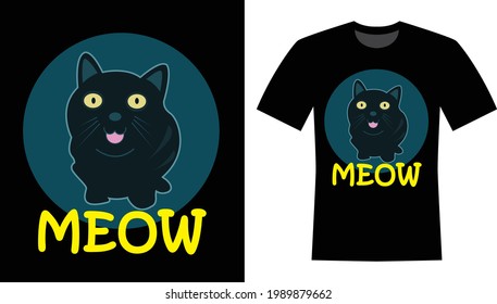 Meow Cat Vector T-shirt Design