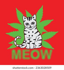 Meow , Cat Vector T-Shirt Design