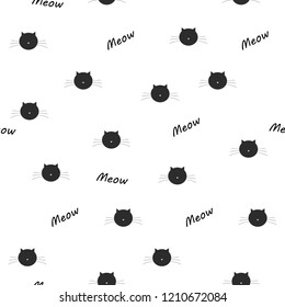 Meow cats Seamless pattern. Exotic fashion trend and textile design. Repeated vector illustration.
