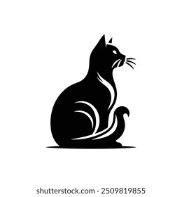 Meow Chic Cat Silhouette Vector Illustration Design