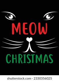 Meow christmas EPS file for cutting machine. You can edit and print this vector art with EPS editor.