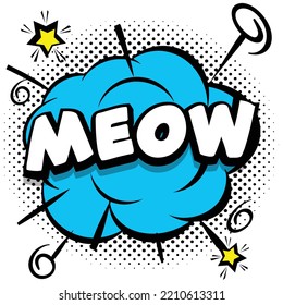 meow Comic bright template with speech bubbles on colorful frames