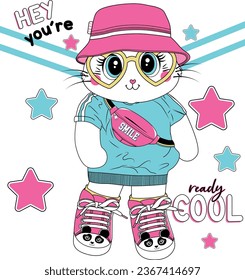 meow cute cool fashion girl cat