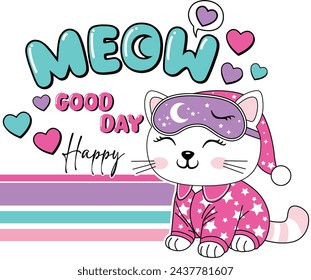 meow graphic tees for girl design sleepwear