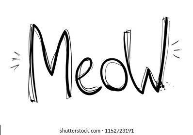 Meow. Hand Drawn Text, Lettering