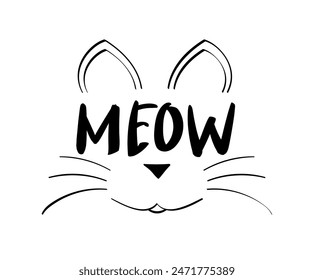 Meow icon. Cat icon. Linear style. Vector icon.