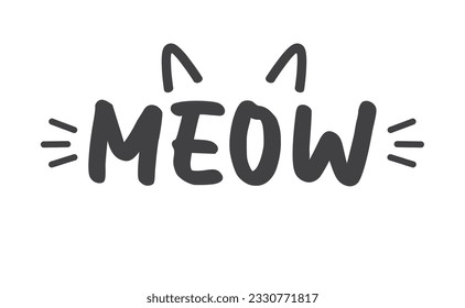 Mora las letras con orejas de gato y bigotes. Diseño bonito para los amantes de los felinos y las mamás gatas.