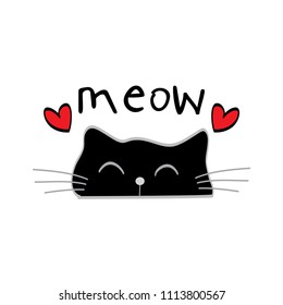 Meow lettering with cute cat