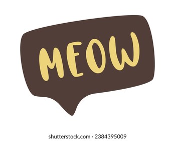 Meow Lettering Speech Bubble Vector Illustration