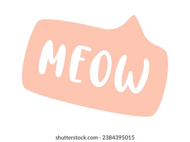 Meow Lettering Speech Bubble Vector Illustration