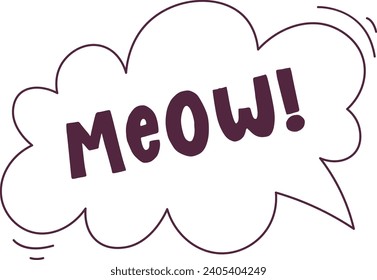 Meow Lettering Sticker Vector Illustration