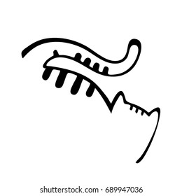 Meow poster. Hand drawn cat in black and white
