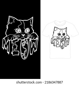  Meow Shirt for Cat Lover, Funny Cat T-Shirt For Her, Cat Lover T Shirt For Women, Vintage T-Shirt Design, Cute Meow Cat Lover Tee, Printable Sublimation Design..