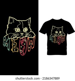  Meow Shirt for Cat Lover, Funny Cat T-Shirt For Her, Cat Lover T Shirt For Women, Vintage T-Shirt Design, Cute Meow Cat Lover Tee, Printable Sublimation Design..